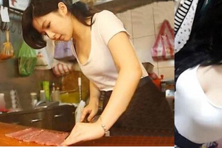 Zhang Caijie (25), tukang daging cantik asal Taiwan yang menjadi sensasi internet di negeri itu.