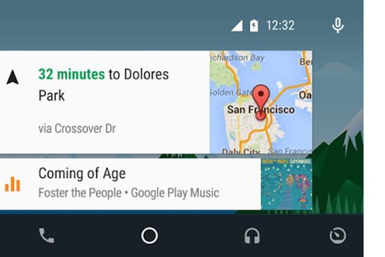 Antarmuka Android Auto di konsol mobil