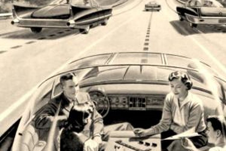 Iklan tahun 1957 ini menampilkan impian soal mobil tanpa pengemudi.