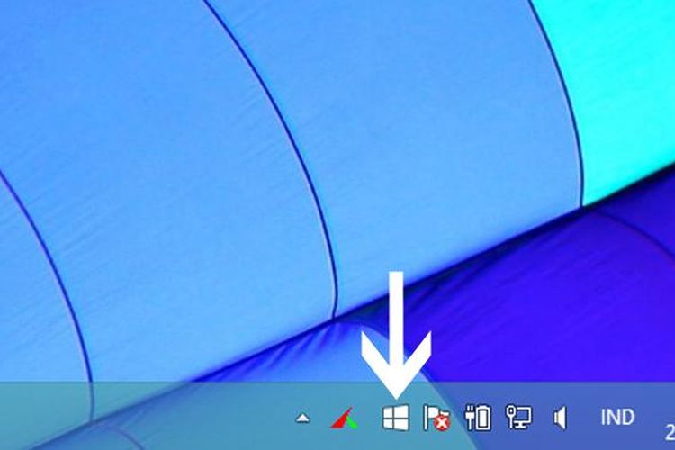 Carilah logo Windows baru di area notifikasi, tepatnya sudut kanan barah.