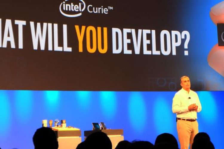 CEO Intel, Brian Krzanich membuka pameran Intel Developer Forum 2015 di Moscone Center, San Francisco, California, AS pada Selasa (18/8/2015).