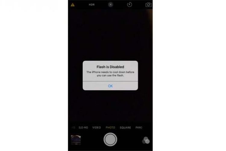 Layar iPhone 6s saat membuka aplikasi kamera