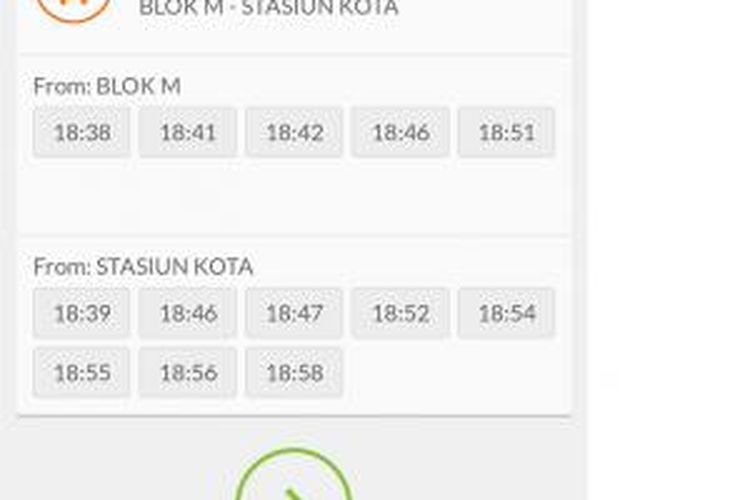 Jadwal keberangkatan bus TransJakarta di dalam layanan Go-Busway
