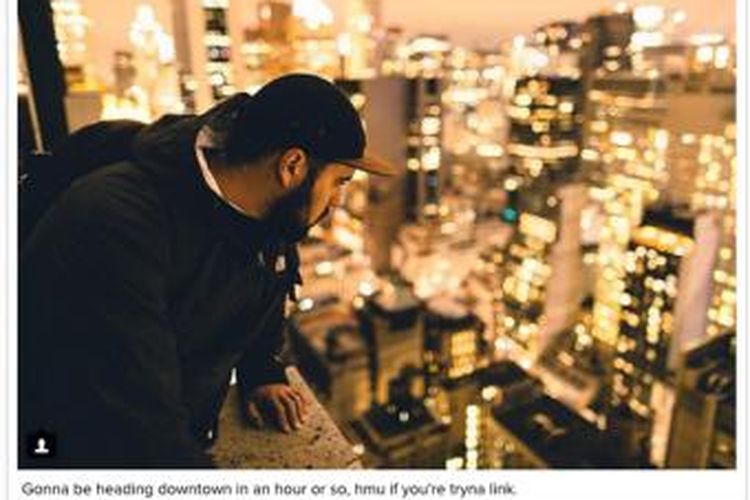 Foto dari atap hotel Four Seasons yang diunggah Dimitri Olivares ke akun Instagram miliknya, beberapa saat sebelum Cummings terjatuh dan tewas