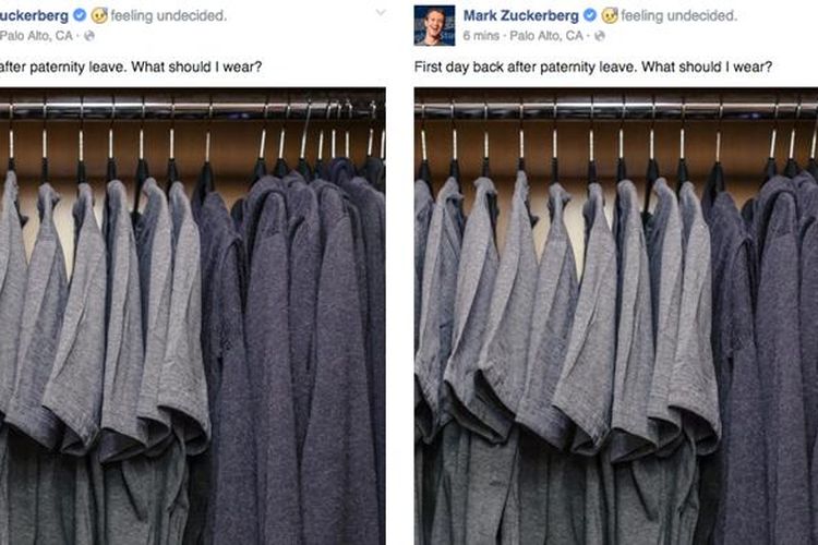 Kaos dan hoodie warna abu-abu memenuhi isi lemari pakaian Mark Zuckerberg.