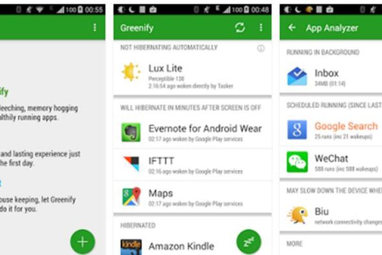 Screenshot aplikasi Greenify