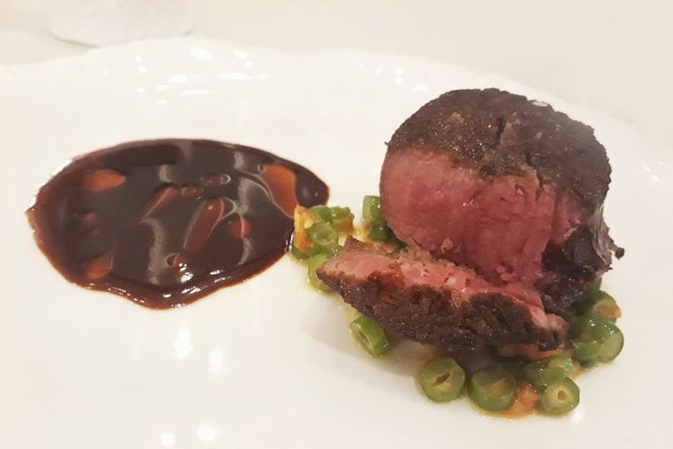 Wagyu Tenderloin with Potato Churros and Bergamot Jus.
