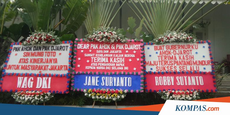 Karangan Bunga untuk Ahok-Djarot Kembali Berdatangan ke Balai Kota
