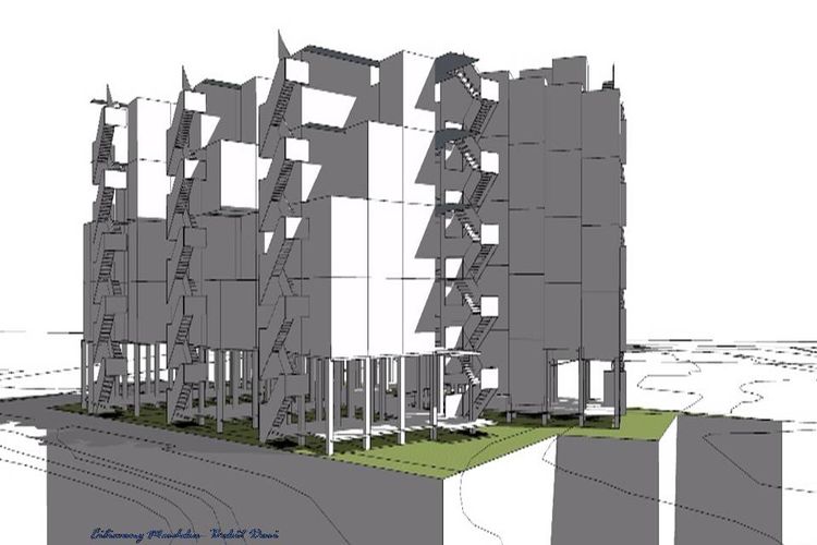 Desain kampung susun untuk warga Bukit Duri yang diajukan Komunitas Ciliwung Merdeka.