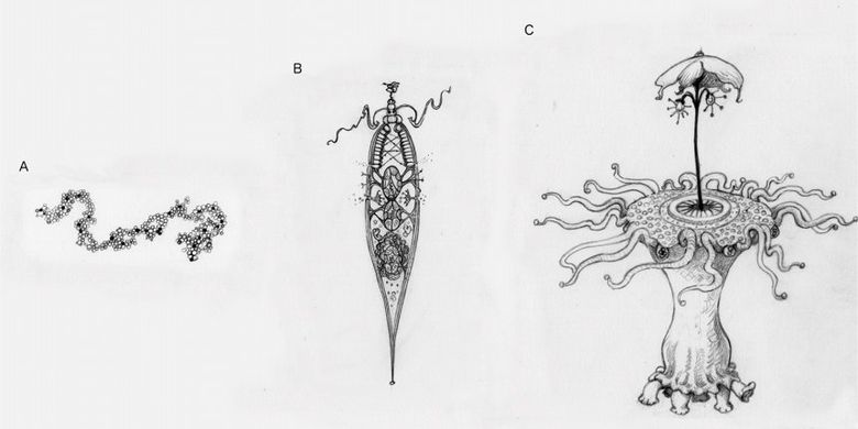Sketsa jalur evolusioner di lingkungan alien(Helen S Cooper)