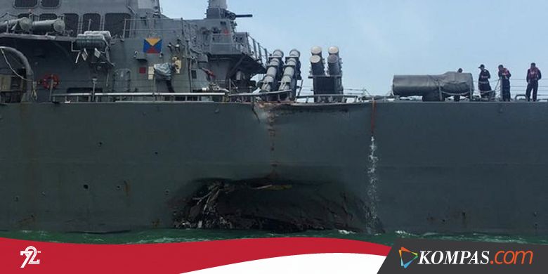 Begini Kondisi Kapal Perusak AS setelah Ditabrak Tanker di Singapura