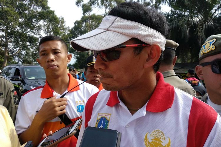Wakil Gubernur DKI Jakarta Sandiaga Uno di Wisata Agro Gunung Mas, Cisarua, Bogor, Sabtu (21/10/2017).
