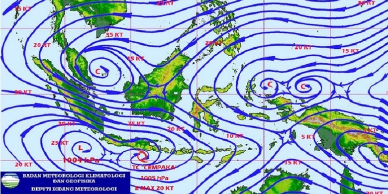 Siklon tropis Cempaka pada Rabu (29/11/2017).