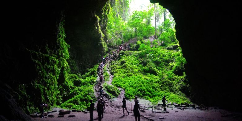 Pintu masuk sebelum menuju luweng Grubug, di Gunungkidul, DI Yogyakarta.(KOMPAS.COM/MARKUS YUWONO)