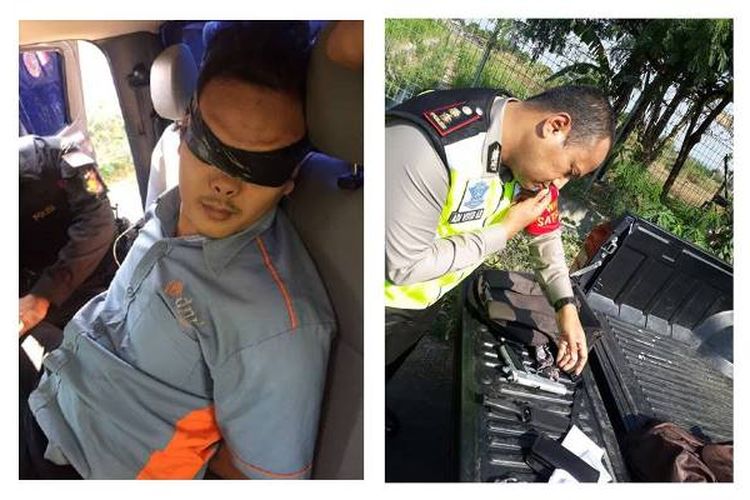 Tim Special Response Reskrim Polres Cirebon Kota menangkap seorang terduga teroris di sekitar Bandara Cakrabuana Kota Cirebon, tempat kunjungan Presiden RI Joko Widodo, Senin (18/9/2017) siang. 