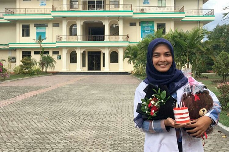 Silvira Nazzai saat berada di Fakultas Kedokteran Universitas Abulyata di Banda Aceh, Sabtu (28/10/2017).