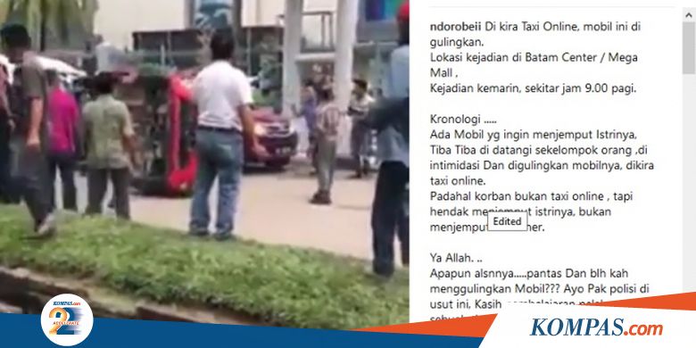 Dikira Taksi "Online", Mobil Ini Digulingkan Sekelompok Orang