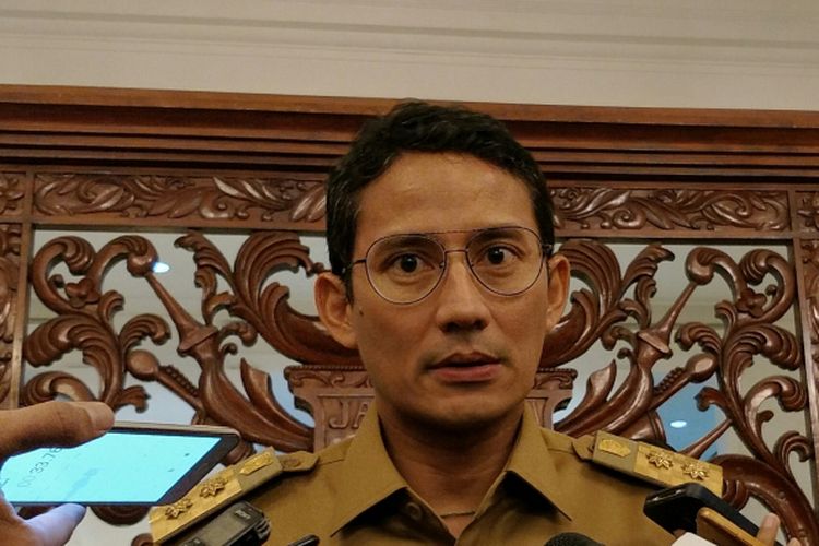 Wakil Gubernur DKI Jakarta Sandiaga Uno di Balai Kota DKI Jakarta, Jalan Medan Merdeka Selatan, Senin (20/11/2017).