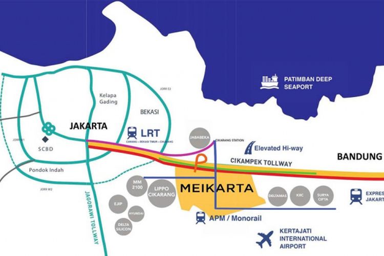 Peta lokasi Meikarta, Cikarang, Jawa Barat.
