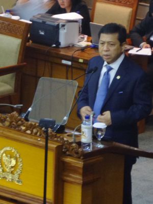Ketua DPR RI Setya Novanto saat membawakan pidato pembukaan masa sidang DPR di Kompleks Parlemen, Senayan, Jakarta, Rabu (15/11/2017).