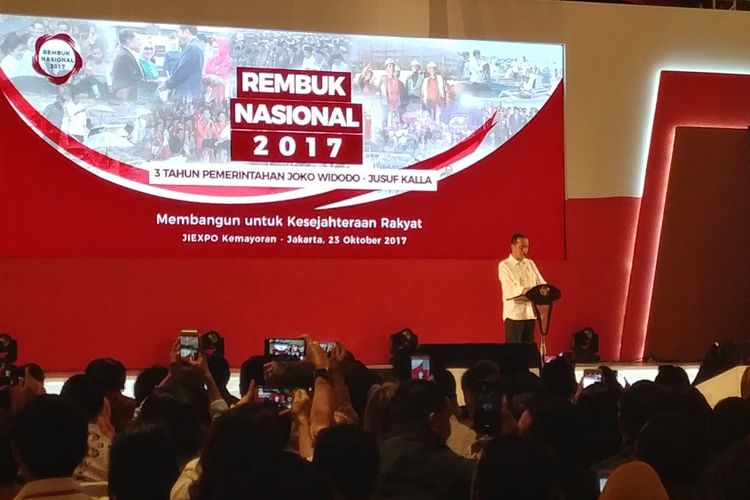 Presiden Jokowi membuka Rembuk Nasional 2017 di JIExpo Kemayoran, Jakarta, Senin (23/10/2017).