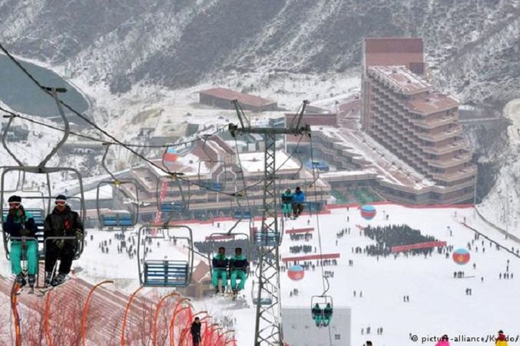 Resor Ski Masikryong di Masik, Korea Utara(Kyodo/MAXPPP).