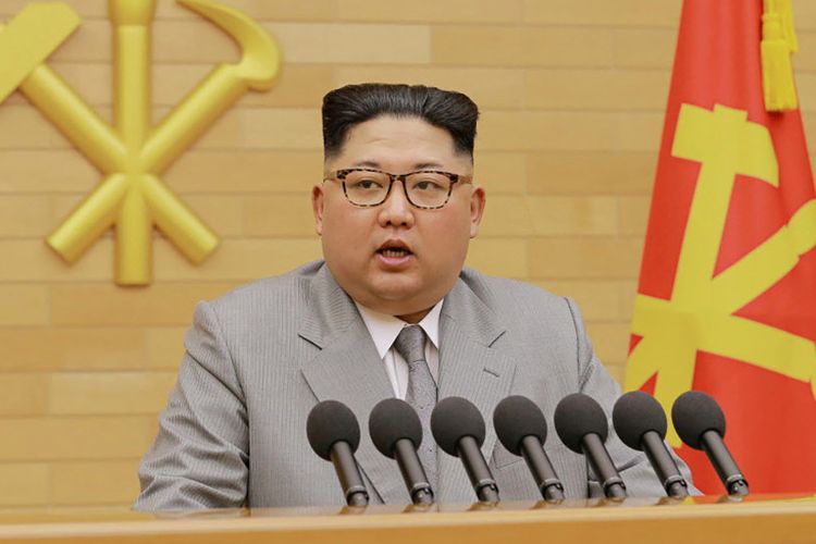 Kim Jong Un saat pidato tahun baru