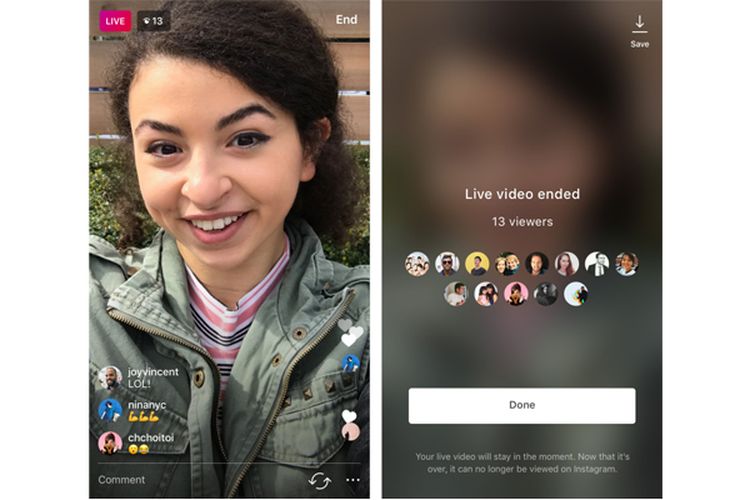 Fitur penyimpanan video live di Instagram