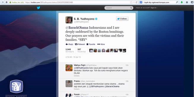 Lho, "Tweet" Duka SBY untuk Boston Marathon Hilang dari "Timeline"