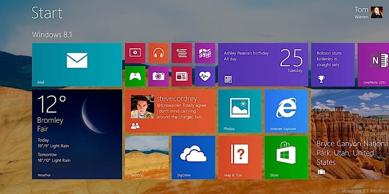 0948585start screen windows 8 1780x390 Ini Dia Tampilan baru Windows 8.1