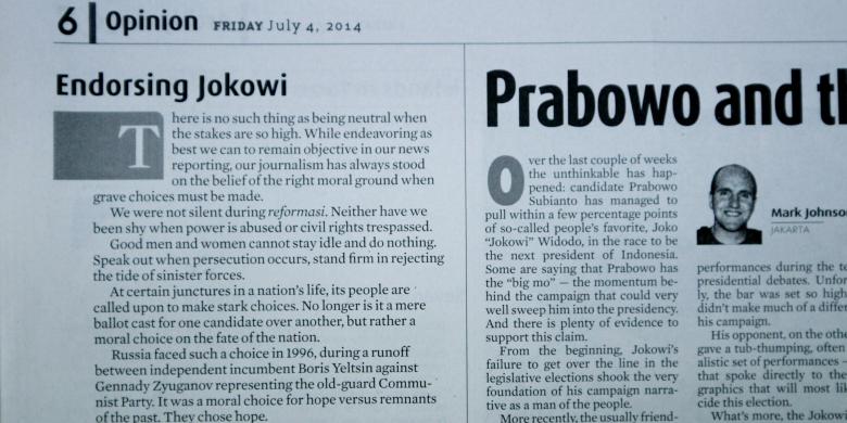 Harian "The Jakarta Post" Nyatakan Dukung Jokowi - Kompas.com