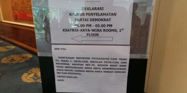 Wartawan Trans Corp Dilarang Masuk Acara Kader Demokrat Penentang SBY