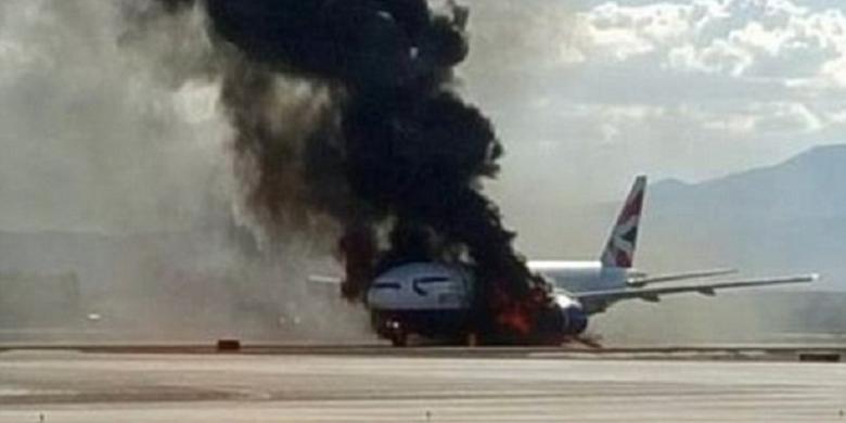 British Airways Plane Catches Fire on Las Vegas Runway airport