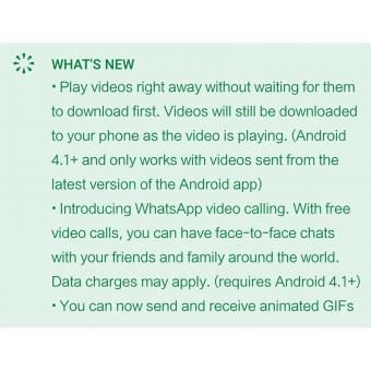 Reza Wahyudi/ KOMPAS.com
Notifikasi tentang update WhatsApp versi 2.17.27 di Android menampilkan dukungan file animasi GIF.