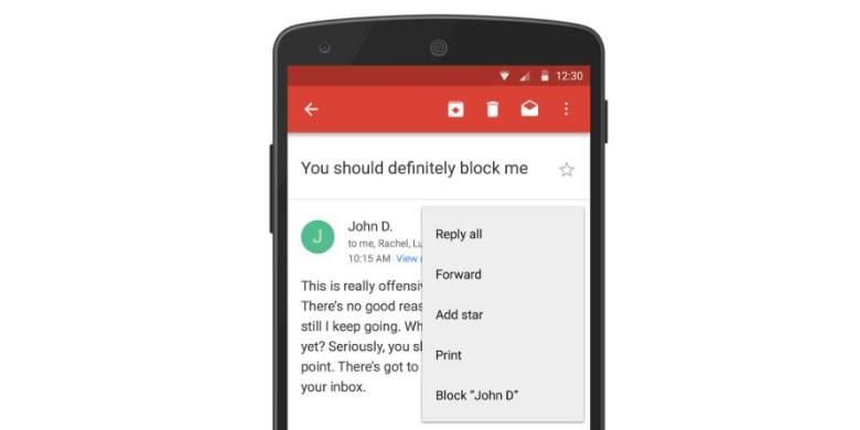 Pengguna Gmail kini bisa memblokir alamat email yang dianggap sebagai pengganggu