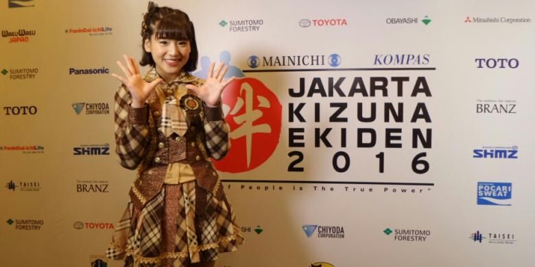 Personel JKT 48, Haruka saat jumpa Pers Jakarta Kizuna Ekiden 2016 di Intercontinental Midplaza Hotel, Senayan, Jakarta Pusat, Sabu (14/5/2016).