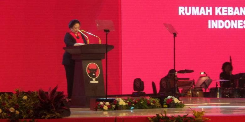 Ketua Umum DPP PDIP Megawati Soekarnoputri di HUT ke-44 PDIP, Selasa (10/1/2017).