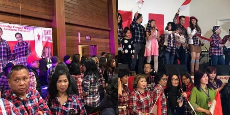 Warga diaspora di AS menggelar acara Malam Bhineka Tunggal Ika di Los Angeles, Southern California, Sabtu (21/1/2017) malam atau Minggu (22/1/2017) siang WIB. Mereka menyatakan dukungan kepada pasangan Ahok-Djarot dalam Pilkada DKI Jakarta.