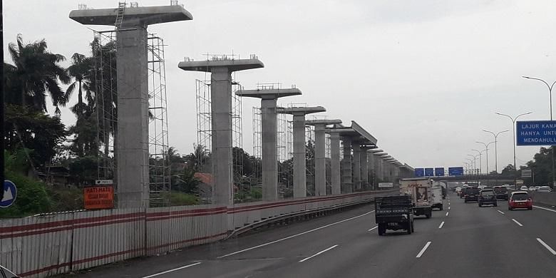 Kondisi teraktual pembangunan LRT Jabodebek, foto diambil Kamis (9/2/2017).