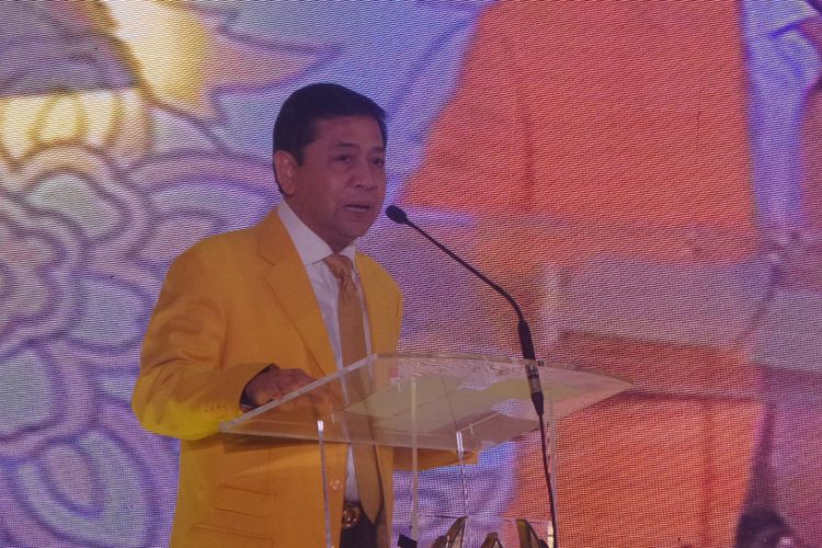 Ketua Umum Partai Golkar Setya Novanto pada workshop KPPG di Hotel Sultan, Senayan, Jakarta, Jumat (25/8/2017).