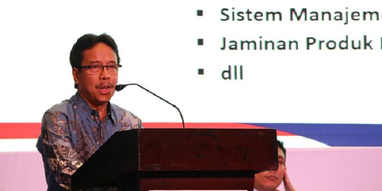 Deputi Bidang Penerapan Standar dan Akreditasi Badan Standardisasi Nasional (BSN), Kukuh S. Ahmad dalam Indonesia Quality and Safety Forum (IQSF) 2017 di Hotel JW Marriot, Jakarta pada Rabu (29/11/2017).
