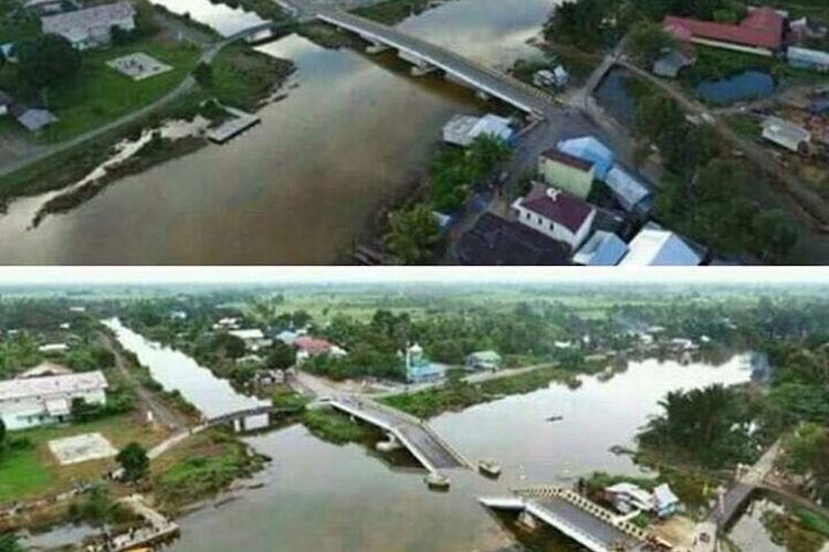 Jembatan Tanipah di kalimantan Selatan ambruk.