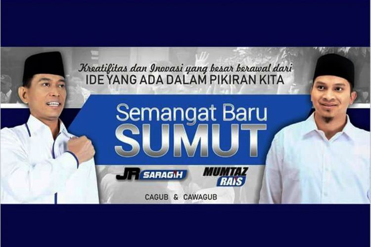 Spanduk Bupati Simalungun JR Saragih dan Ahmad Mumtaz Rais yang beredar, Selasa (14/11/2017)