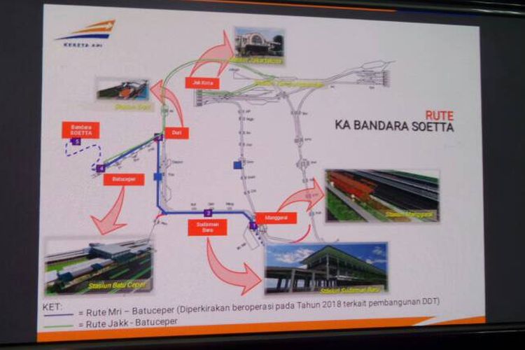 
Tampak rute final untuk kereta Bandara Soekarno-Hatta yang dikeluarkan oleh PT KAI Daop 1 pada Selasa (23/5/2017). Kereta bandara ditargetkan beroperasi pada tengah tahun 2017