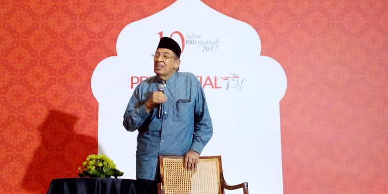 Quraish Shihab menjadi penceramah dalam acara buka puasa Prudential, Rabu (7/6/2017) di Hotel Hermitage, Jalan Cilacap, Menteng, Jakarta Pusat. 