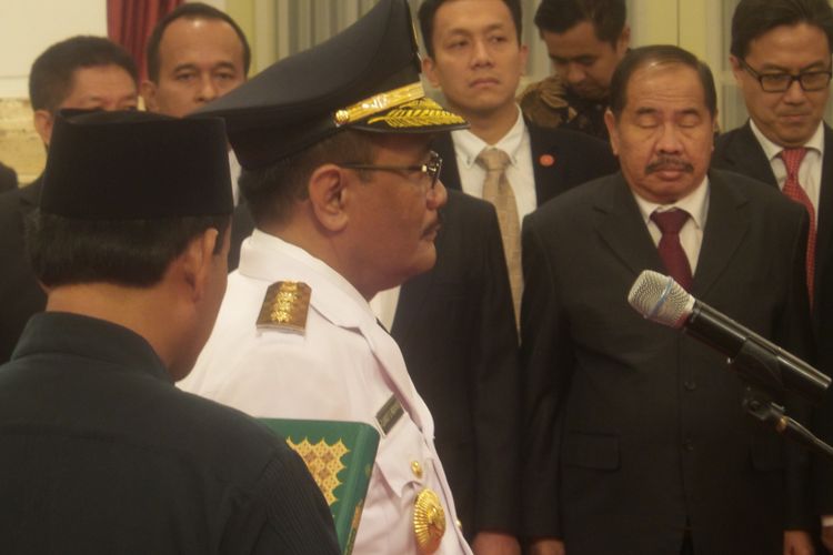 Djarot Saiful Hidayat saat dilantik sebagai Gubernur DKI Jakarta di Istana Negara, Kamis (15/6/2017).