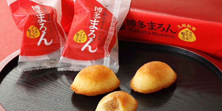 
Hakata Maron, kue financier dengan aroma butter yang kuat ini dipadukan dengan pasta chestnut yang di dalamnya ditambahkan potongan Marron Glace (manisan chesnut) sebagai aksen.(KARAKSA MEDIA)