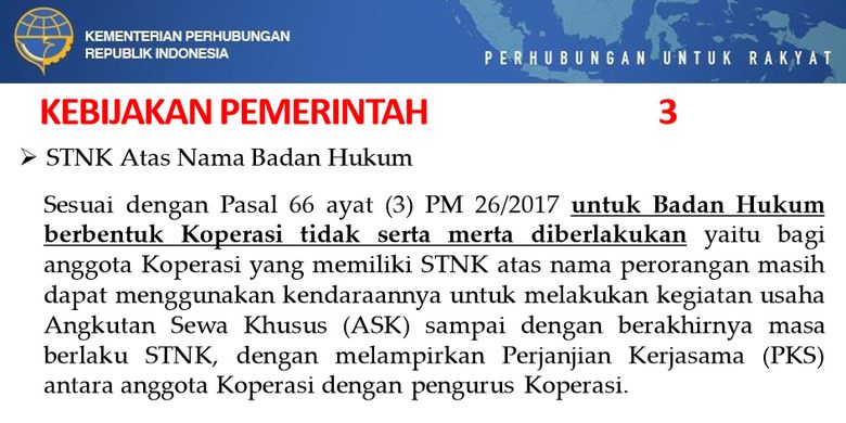 Kebijakan STNK Taksi Online