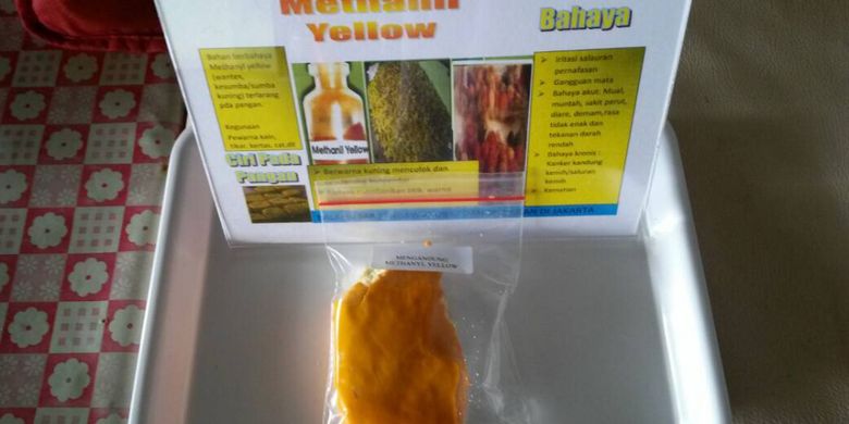 Sampel takjil yang didapat dari inspeksi Balai Besar BPOM DKI Jakarta, baru-baru ini. Beberapa panganan dipastikan mengandung bahan berbahaya seperti formalin, boraks, rhodamin b atau pewarna merah, dan pewarna kuning metanil.