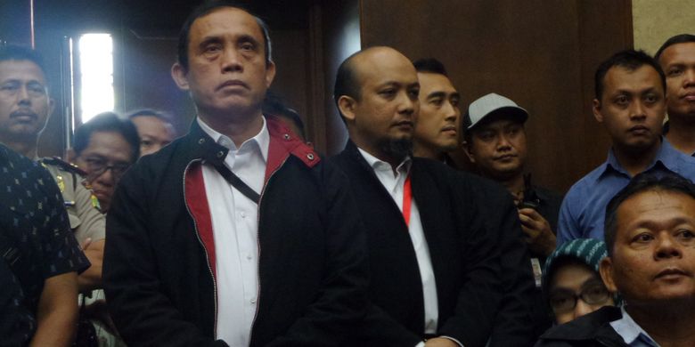 Tiga penyidik KPK dihadirkan dalam sidang e-KTP untuk dikonfrontir dengan mantan anggota Komisi II DPR RI Miryam S Haryani di Pengadilan Tipikor, Jakarta, Senin (27/3/2017).| Kompas.com